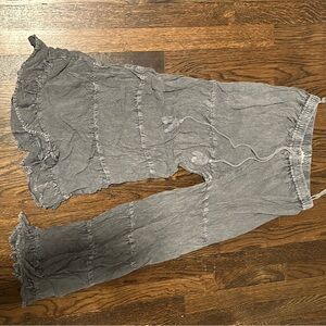 Gray Ruffled Pants